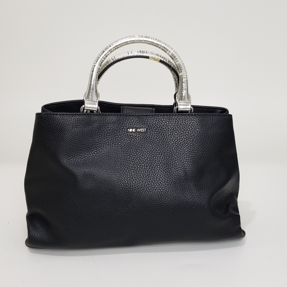 Nine West Black Handbag with Silver Handles